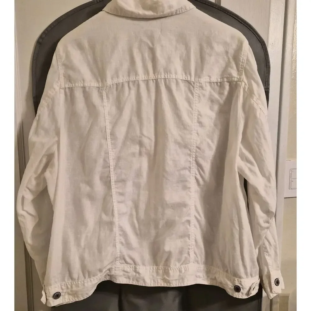 Jones New York Size‎ 2X Jacket Linen Women's White